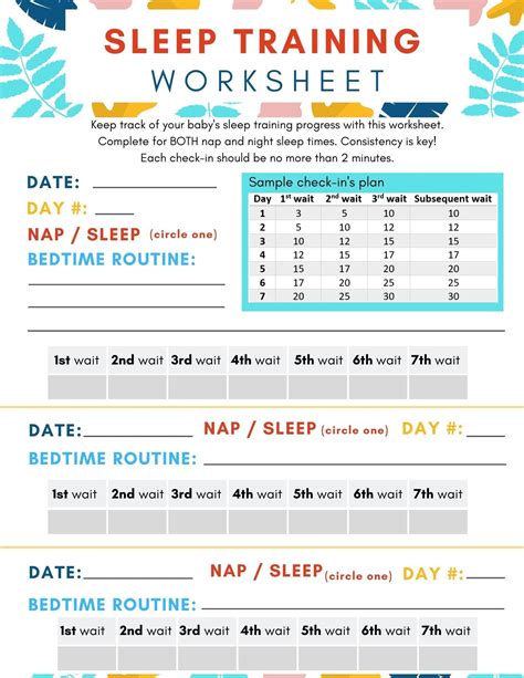 baby sleep training worksheet sleep training ferber method sleep