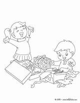 Opening Kids Gifts Coloring Pages Their Color Christmas Print Online sketch template