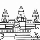 Temple Coloring Hindu Angkor Wat Cambodia Pages Cambodian Famous Drawing Places Colouring Color Landmarks Thecolor Buddhist Kids Drawings Temples Monument sketch template