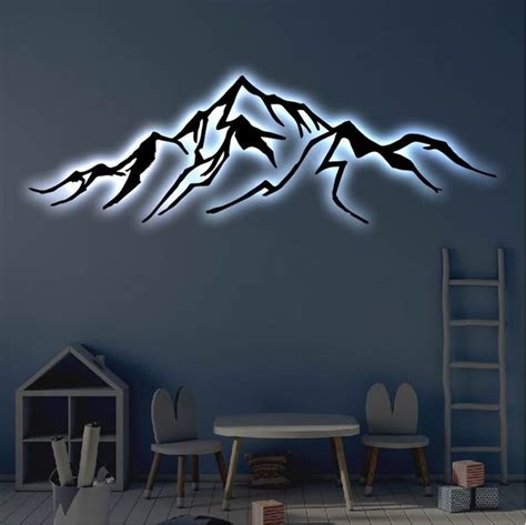room   table chairs   mountain wall decal   wall