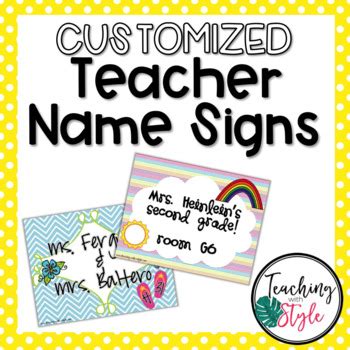 customizable teacher  signs  teaching  style tpt