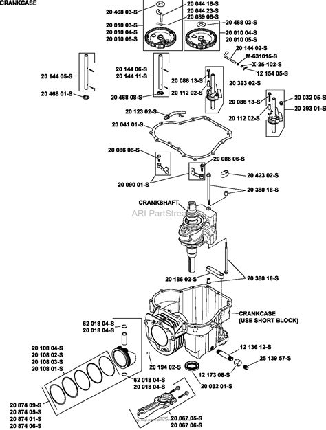 kohler sv  mtd  hp  kw parts diagram  crankcase