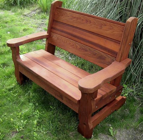 rustic wood bench    garden seating  redwood