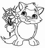 Coloring Spring Pages Clip Library Cat Flowers Clipart sketch template