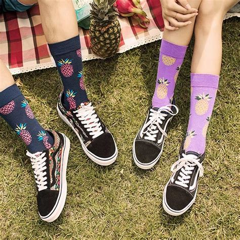 buy colors cute unisex lovers warm soft fruit printing elastic cotton socks  affordable