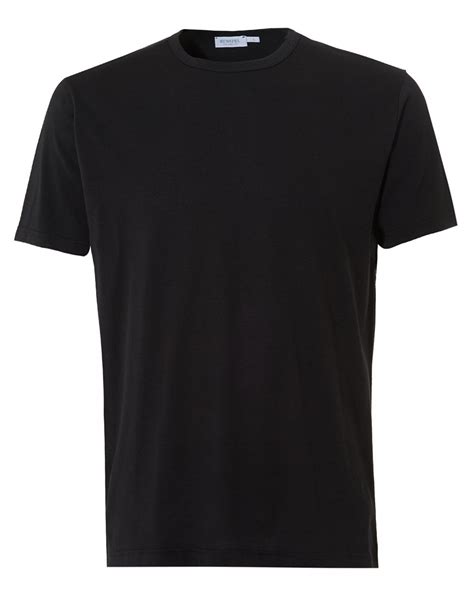 sunspel mens plain basic  shirt classic fit cotton black tee