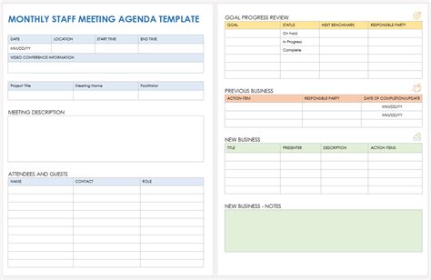 staff meeting templates smartsheet