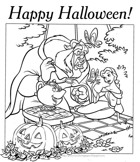 halloween coloring page princess belle disney