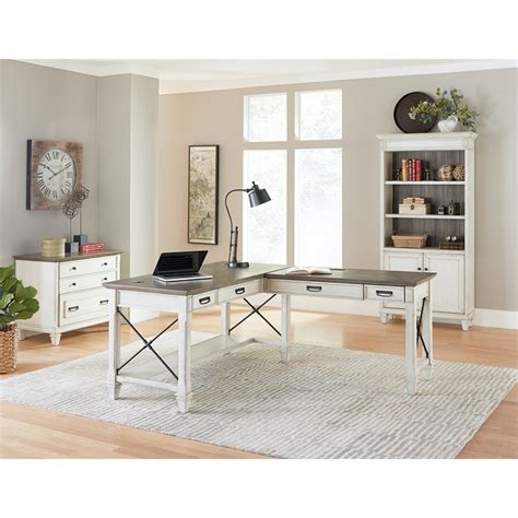 Martin Furniture Hartford Contemporary Wood L Shaped Desk In Weathered