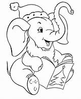 Coloring Christmas Elephant Pages Printable Animals Colouring Card Animal Kids Cute Color Santa Elephants Sheet Little Sheets Claus Holiday Awesome sketch template