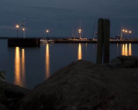 harbor lights bayfield harbor  night bill oswald flickr