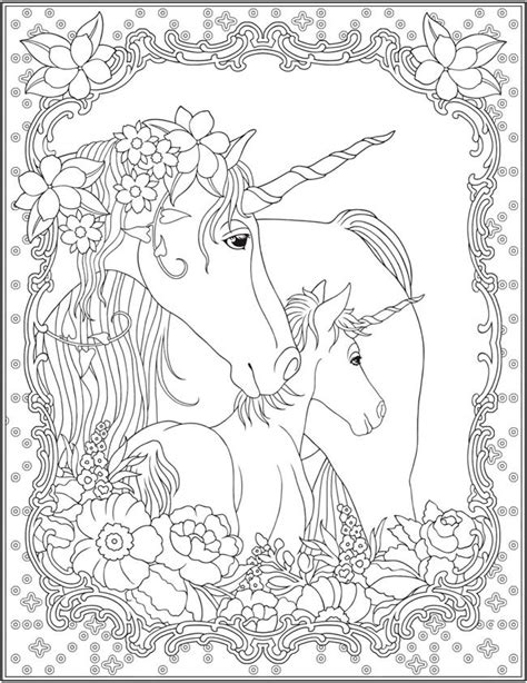 magical unicorn adult coloring page