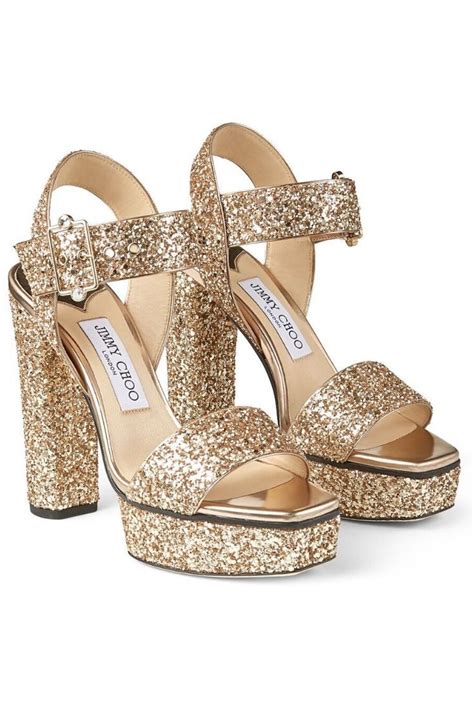 jimmy choo gold glitter metallic heels decadent heels   game changers  subdued gold