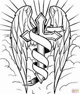 Cross Coloring Pages Wings Crosses Angel Drawings Drawing Clouds Cool Heart Print Radiant Adults Printable Tattoo Line Celtic Kids Color sketch template