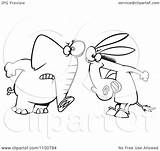 Republican Democratic Donkey Opposing Elephant Outlined Illustration Vector Royalty Clipart Toonaday Leishman Ron sketch template