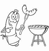 Sausage Barbecue Cartoon Clipart Fork Bbq Vectorstock Happy Clip Cartoons Barbeque Vector Drawing Cooked Cook Sausages sketch template