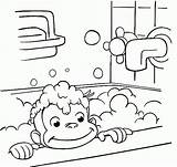 Coloring Curious George Pages Bathing Printable Monkey Kids Bathroom Halloween Bath Sheets Colouring Taking Printables Clipart 4kids Drawing Take Print sketch template