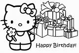 Kitty Hello Birthday Coloring Pages Presents sketch template