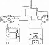 Peterbilt Truck Semi Coloring Drawing Sketch Blueprints Pages Trucks Blueprint Outline Front Side Kenworth W900 Template Big Madeira Drawings Templates sketch template
