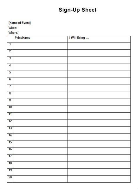 sample sign  sheet templates   ms word apple pages excel