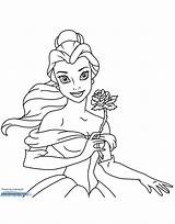 Coloring Belle Pages Rose Beauty Beast Holding Disneyclips Funstuff sketch template