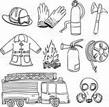 Firefighter Fireman Equipment Clipart Drawing Fire Clip Vector Suit Sketch Stock Tools Coloring Truck Gear Pages Illustrations Fighting Firefighters Oxygen sketch template