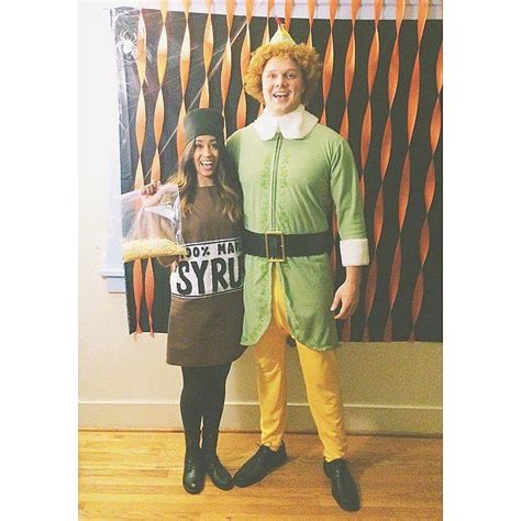 buddy the elf and maple syrup two person halloween costumes funny couple halloween costumes