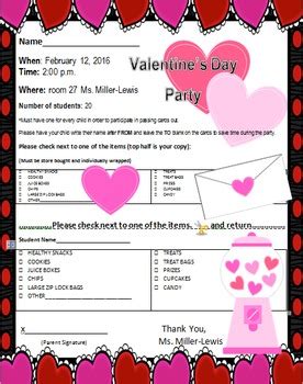 valentines day party letter  parents  cories classroom tpt