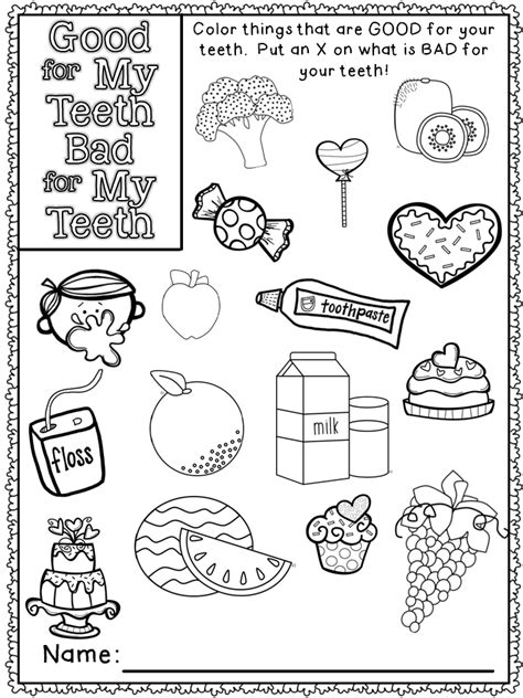 printable dental health worksheets