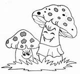 Coloring Mushrooms Pages Kids Simple Children sketch template