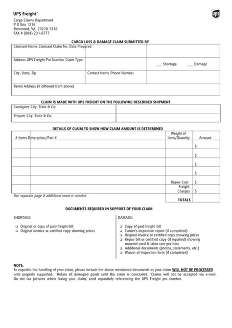 top ups freight claim form templates      format