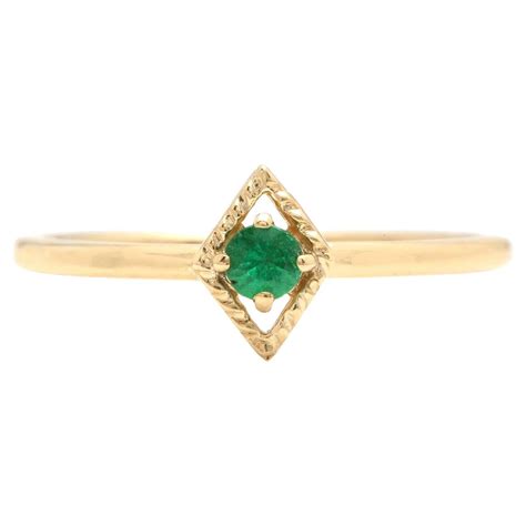 Cute Natural Emerald 14k Solid Yellow Gold Ring For Sale At 1stdibs