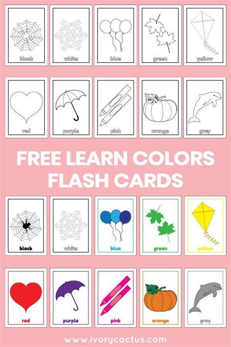 printable learn colors flashcards  toddlers  set  color