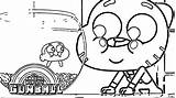 Gumball Coloring Amazing Richard Pages Wonder Darwin Watterson Fish sketch template