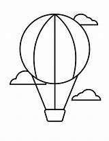 Air Hot Balloon Coloring Pages Kids Printable Kindergarten Template Simple sketch template