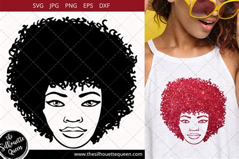 afro woman svg with curly bob natural hair african american 421871