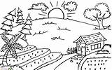 Mewarnai Gambar Pemandangan Pegunungan Sketsa Alam Dan Coloring Pedesaan sketch template