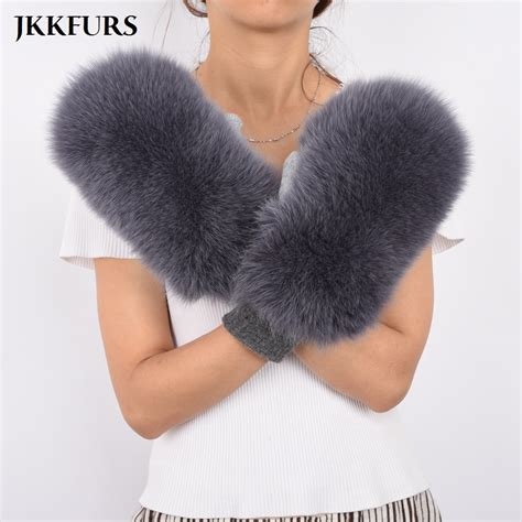 jkkfurs women s real fox fur glove winter warm genuine natural fur