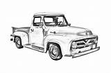 Ford Truck F100 1955 Pickup Illustration Trucks Vector Jr Keith Webber Cars Drawings Old Coloring Vintage Pages Classic Photograph Cool sketch template