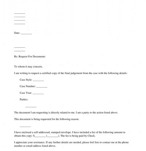 letter  request documents template word
