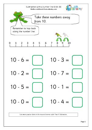 subtraction worksheet year  worksheets  kindergarten