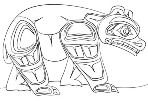 haida art bear coloring page  canadian aboriginal art category