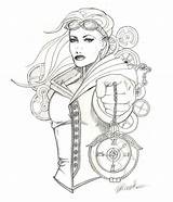 Steampunk Coloring Drawing Pages Girl Adult Girls Color Woman Fairy Drawings Book Victorian Adults Fashion Sheets Printable Sketch Getdrawings Sketches sketch template