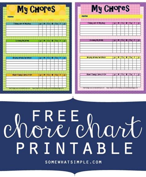printable chore charts  kids  printable chore charts
