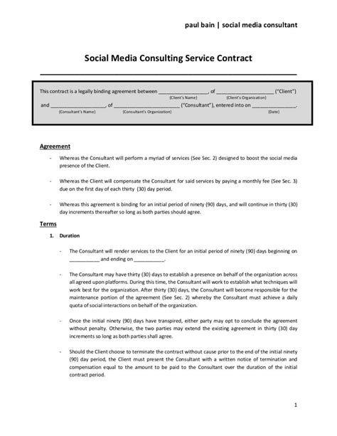 awesome social media management contract template social media