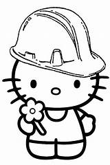 Kitty Hello Coloring Pages Construction Hat Kids Jayhawk Hard Colouring Worker Drawing Print Color Printable Sheets Cliparts Outline Hearts Colloring sketch template