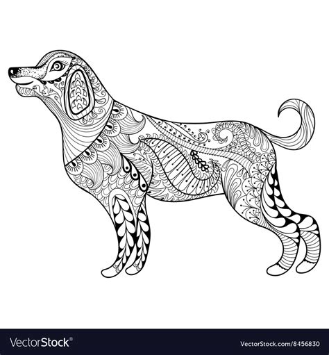 zentangle dog print  adult coloring page vector image