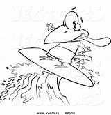 Outline Wave Cartoon Riding Coloring Bird Surfer Vector Happy Leishman Ron Royalty sketch template