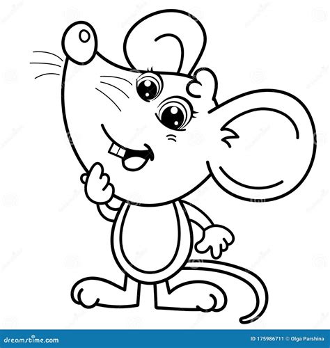 coloring page outline  cartoon mouse coloring book  kids stock