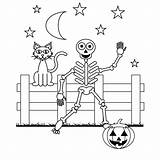 Skeleton Coloring Pages Halloween Printable Kids sketch template